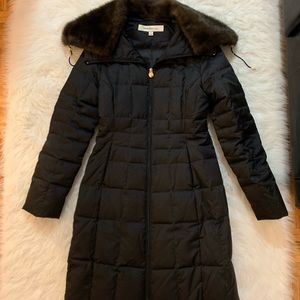 Laundry Women Black Down Winter Coat Fur Collar XS